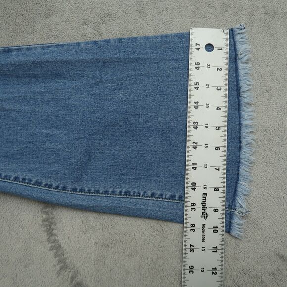 YMI Jeans Junior's Size 5 Blue High-Rise Super Flare Denim 32" Inseam Distressed - Picture 6 of 16